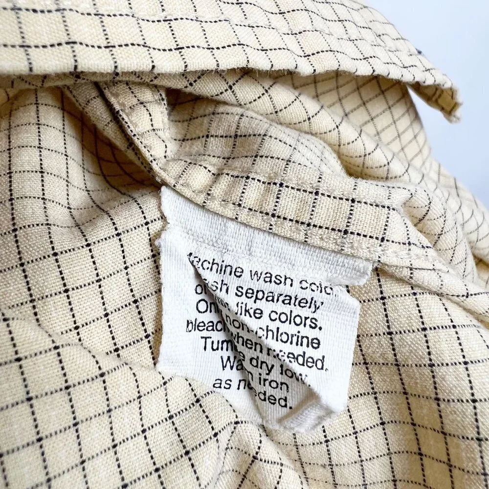 J. Crew Shirt Men's Size M Yellow Grey Checkered Print Button Down